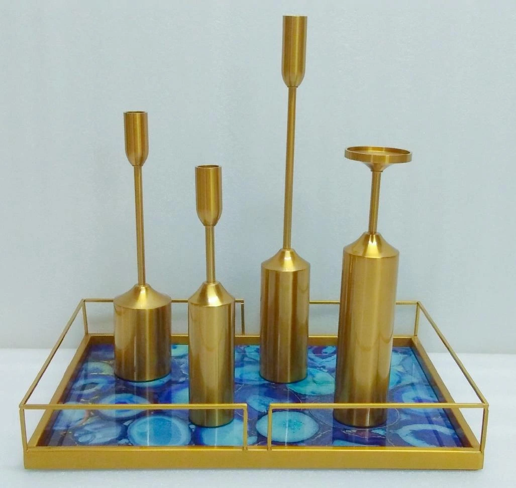 Metal Candle Stand Holder Tray 45x32 cm